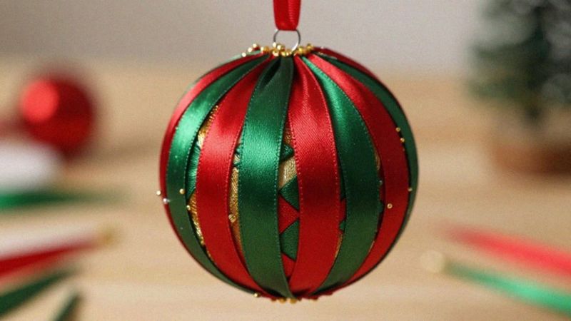 Jak wykonać bombki ze wstążki krok po kroku?